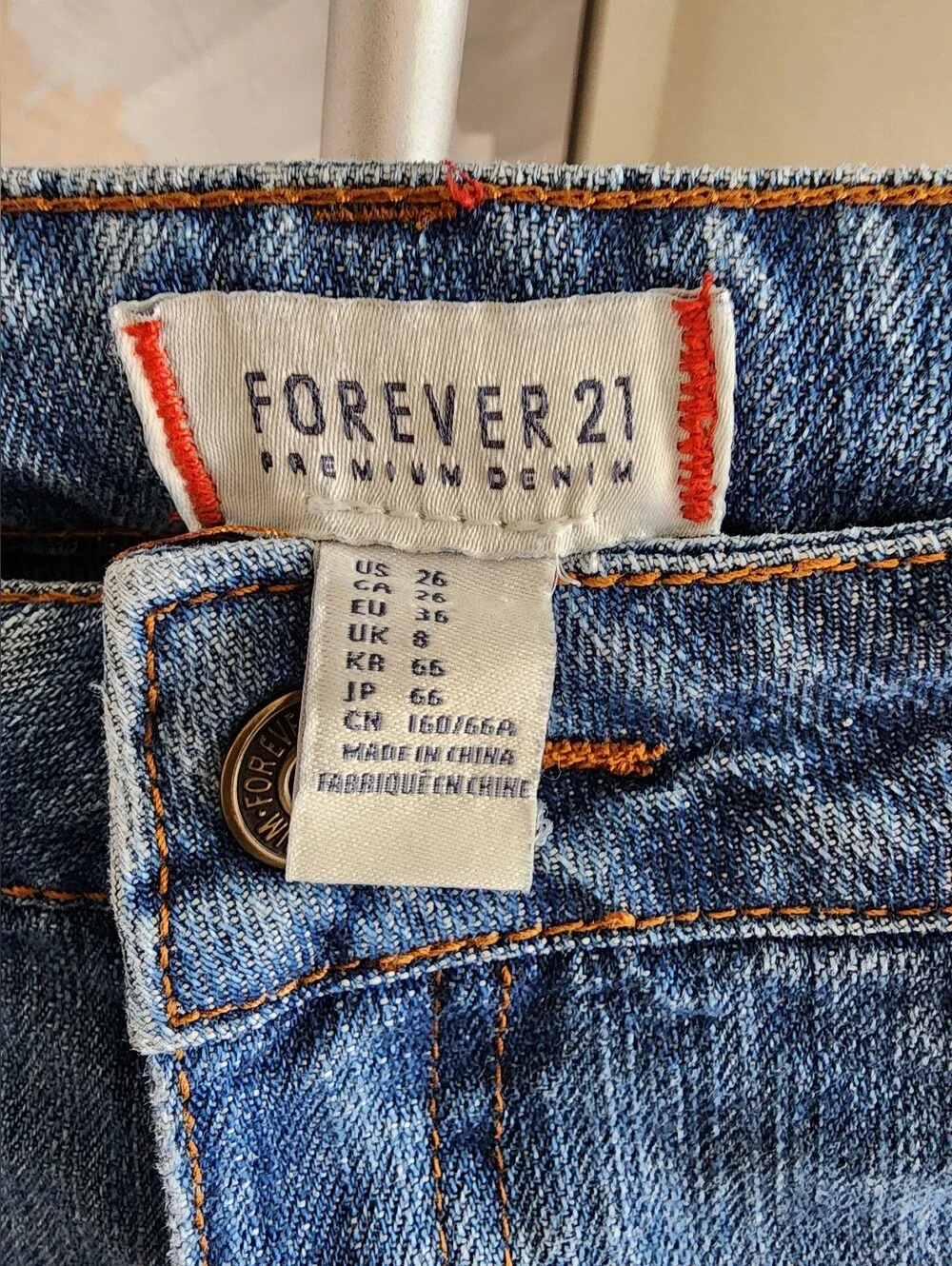 Forever 21 Light Blue Embroidered Side Trim Denim Shorts
